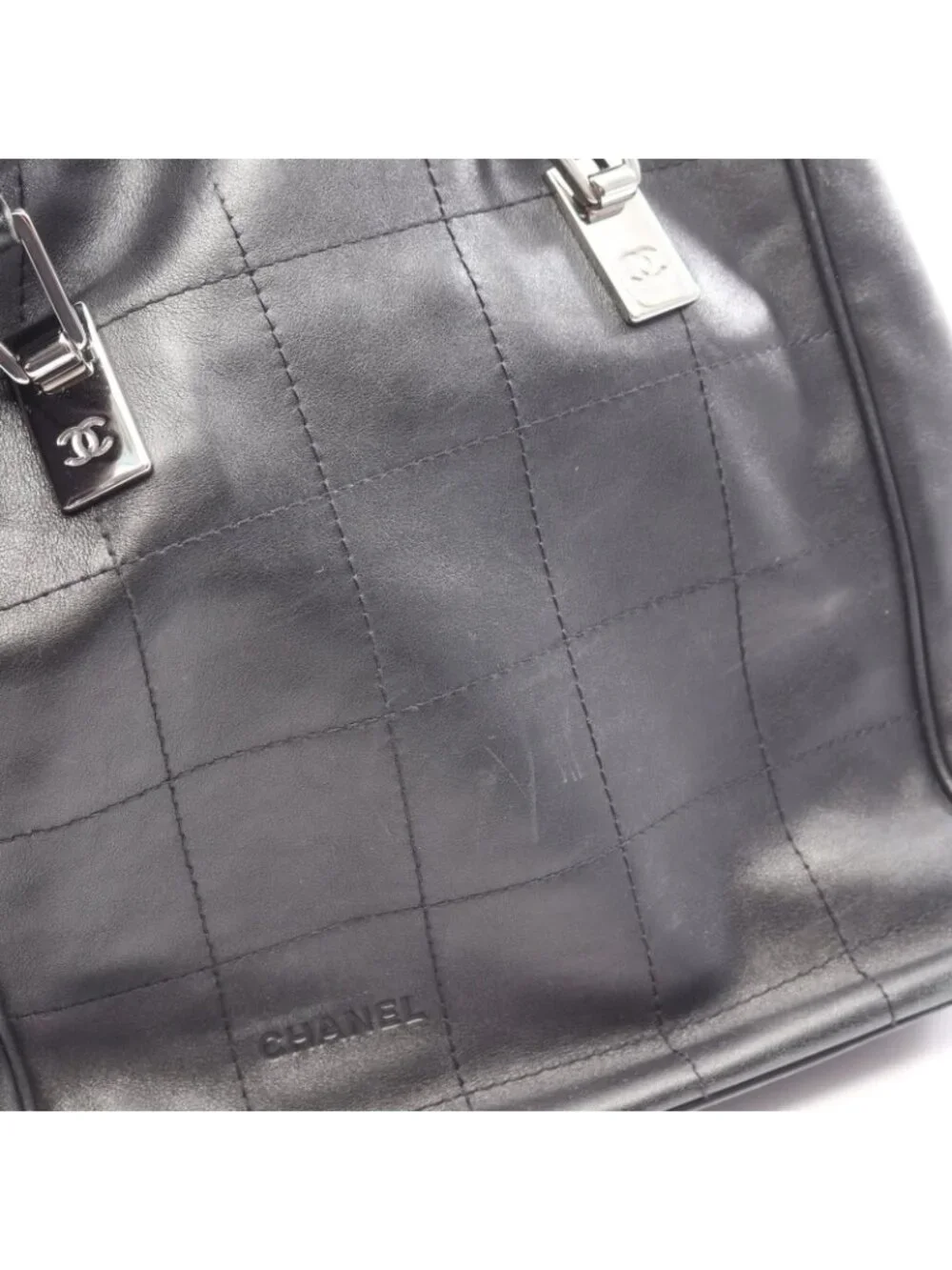 Chanel Tote Bag Choco Bar Black Lambskin
